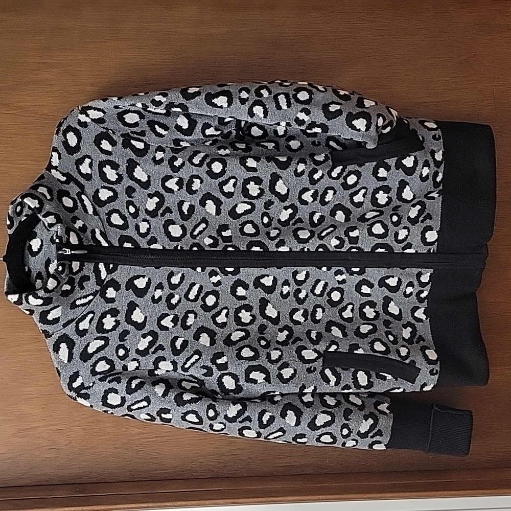 Rachel Zoe Medium animal print zip up sweater - Picture 2 of 6